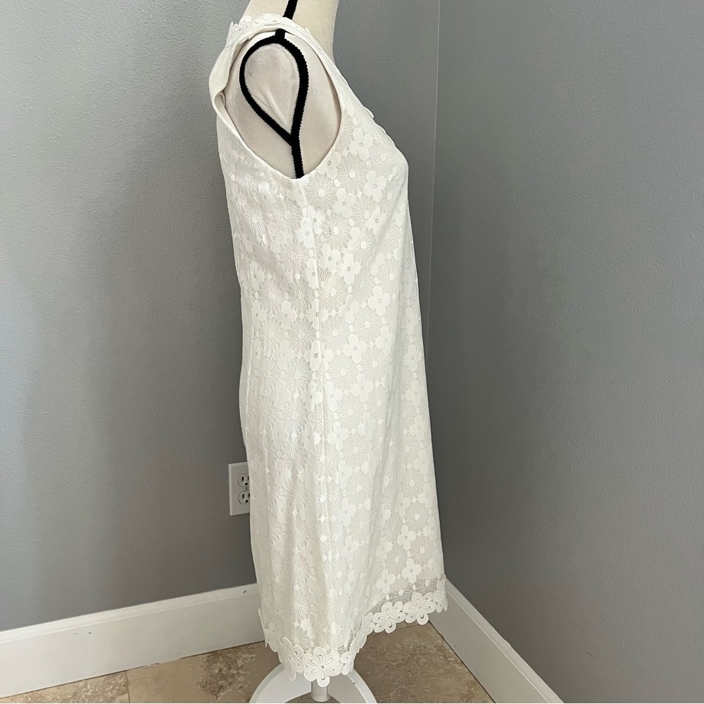 London Times White Midi Dress with Lace Trim - Picture 9 of 13